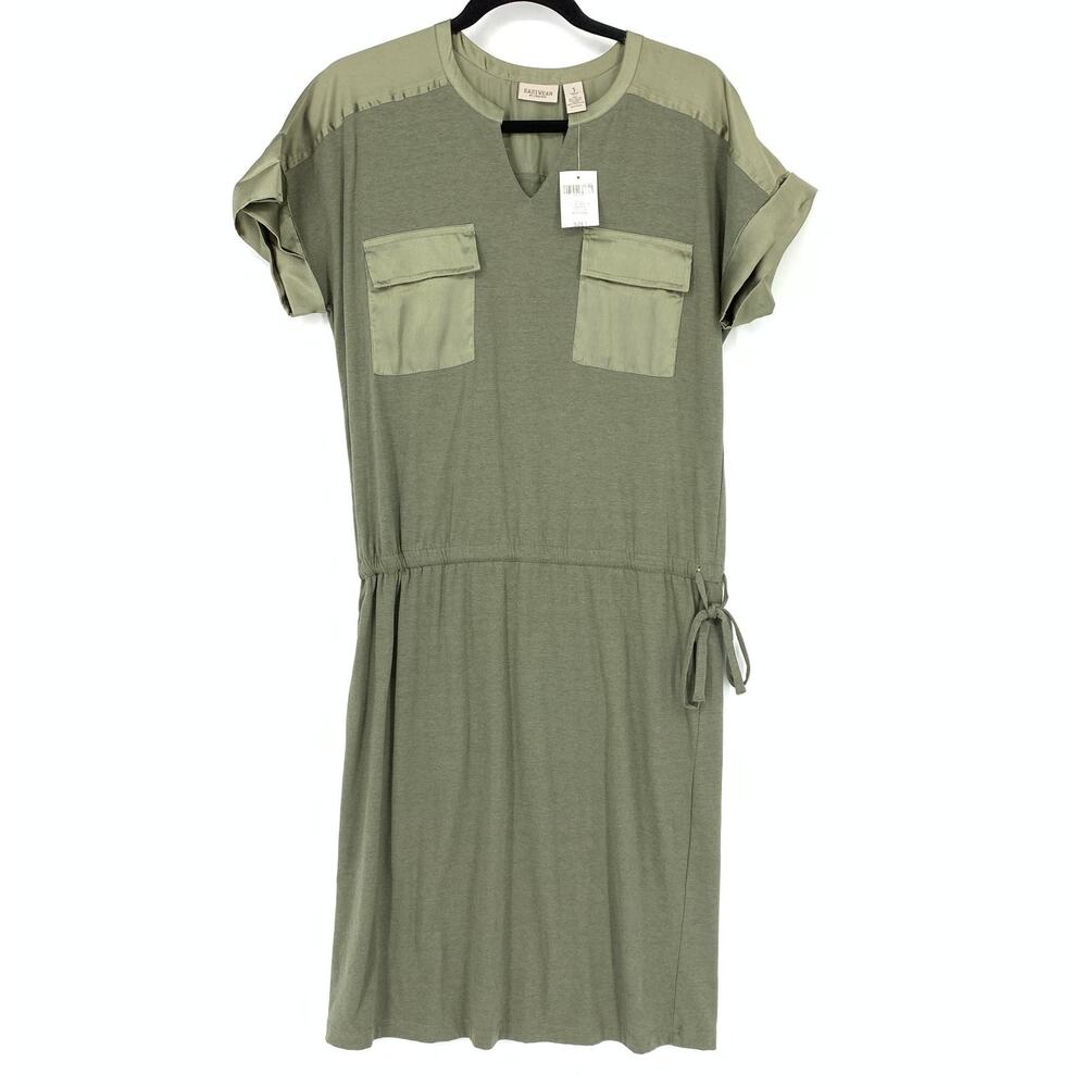 Easywear By Chico's Women's 1 US M Military Popover Dress Rustic Olive NEW READ